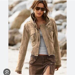 Y2K London Jean convertible moto canvas jacket ✨🤎